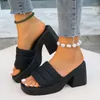 Zapatos de vestir para mujeres de verano sandalias altas tacón casual mujer cuadrada de dedo abierto damas de sándalo tacones gruesos zapato 2024