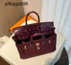 Women Brkns Handtasche Echtes Leder 7A Handswen Wine Red Touch 25 cm Handheld Crocodile Haut Hände