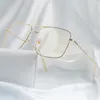 Fashion square frame vintage eyeglasses Men Oversized Metal Glasses Women Clear Lens Gold Optical Spectacle 240410