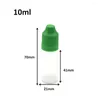 Lagerflaschen 200 Sets 10 ml leere Plastik -Tropfenflasche mit mehrfarbiger kindersicherer Kappe und lange dünne Spitze E Flüssigkeitsnadelvail