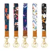 Keychains Set Polyester Printed Wrist Rope With Key Ring Colorful Flower Card Lanyard Women's Boutique Gift