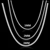 Подвесные ожерелья подклинают 1 мм 2 мм 3 мм сплошной змеи 925 Серебряное колье для мужчин Женские модные вечеринки Свадебные украшения GIF272N