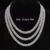 Wholesale Price 6mm Single Row Vvs Gra Moissanite Diamond Gold Plated Silver Cuban Link Chain for Man/women Hip Hop Necklace