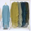 Lungo khimar a due strati chiffon musulmano niqab velo di preghiera sciarpe Dubai hijabs islamici turco Ramadan 2024 240402