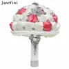 Hochzeitsblumen Janevini Elegante Wassermelonen Elfenbein Kristall Bouquet Fleurs Luxus Perlen Strassbraut Handblume Braut Mariage