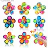 Giochi di novità Tie Dye Dye Simple Fidget Spinner Pop Toys Push Bubble Hand Spinner per l'ansia ADHD Regali del sensore di rilievo da stress per bambini Q240418