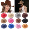 Fashion Vintage Western Style Suede Cowboy Hat Unisex Wide Brim Panama Jazz Hat Outback Hat Streetwear Fancy Dress Accessory 240415