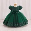 Flickaklänningar Big Bow Tulle Party Baby Girls Dress Toddler Prom paljetter 1: a födelsedag prinsessa för bröllop juldräkter