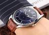 Lyx Ny FiftySix Full kalendermånefas Blue Dial 4000E000Ab548 Automatisk herrklocka Stålfodral Brun läderband Gents W5940483