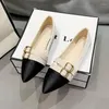 Casual schoenen dames zomerschoenen platte kantoor zwart voor vrouwen 2024 lage hiel elegante puntige teen flats beau vandaag hoge kwaliteit schoen