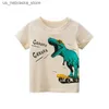 T-Shirts Sommer Kinderkleidung Kleidung Boy T-Shirt Cotton Dinosaurier kurzärmelig T-Shirt Childrens Boy lässig Süßes T-Shirt 1-8 Jahre Q240418