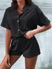 Arbeitskleider Damen zweiteilige Outfits Mode Single Breasted Shirt und Shorts für Frauen