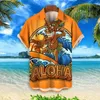 Camisas casuais masculinas 2024 camisa retrô 3d imprimir tiki havaiano para homens solteiros roupas masculina moda Man manga curta