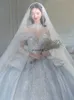 Dubai Prinzessin Ballkleid Hochzeitskleid mit Pailletten Langarmperlen Luxuskristall Braut Roben de Mariee Schatz Sweep -Zug Brautkleider Bling -Pailletten verheiratet Kleider