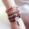 Strand 10Set/Los Bohemian mehrfarbiger Kristallperlen Seilarmbänder für Frauen Mädchen Ethnisches Herz -Zauber -Wickelarmband Pulseira Feminina