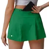 lu Women Sports Yoga Skirts Workout Shorts Zipper Pleated Tennis Golf Skirt Anti Exposure Fitness Short Skirt with Pocket 88219