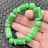 Strand Dry Road Link Emerald Yang Green Round Bead Jade Bracelet