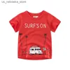 T-shirts 2024 Kids Boy T-shirt Cartoon Car Bus Print Tops Cotton Tees Summer Clothes Toddler T Shirts Children Top Compuume 2-10Y Q240418