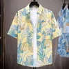 Camicie casual maschile da uomo Shirt Stampato in stile tropicale con tecnologia a secco rapida per la spiaggia di vacanza Top Top Fit Hawaiian