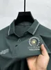 High end brand embroidered POLO shirt mens short sleeve top summer ice silk cool and slippery material casual lapel T-shirt 240415