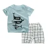 Souet short à manches courtes de nouveaux enfants, Pure Cotton Trade Foreign Children's Clothing, Cross-Border Girl's T-shirt Set, One Piece for Shipping