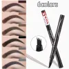 Supply 5 Colors Eyebrow Tattoo Pen 4 Points Fork Tip Liquid Brow Pencil Long Lasting Waterproof Stencil Eyebrow Stamp Shaping Kit YZL9