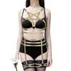 Bras Sets Harness Pentagonal Goth Women Bondage Suspender Belt Slim Body Binding Strappy Erotic Hollow Out Adjust Waist Sexy Lingerie Set