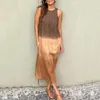 Casual Dresses Summer Dress Stylish Gradient ColorBlock Midi For Women Parties Beach Dates Outings Back Button