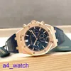 Fashion AP Wrist Watch Royal Oak Series 26240or Rose Gold Blue Plate Belt Mens Fashion Leisure Business Sports Back Transparent Mechanical Watch