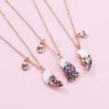 Pendant Necklaces Fashion Sequin Heart Magnet Necklace For Women Girls Korean Dainty Broken Clavicle Chain BFF Friends Jewelry Gifts