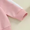 Conjuntos de ropa Fashion Baby Baby Girl Autbit de 2 piezas Color Color de manga larga Cuella de la tripulación con pantalones de chinete de cintura elástica