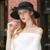 Berets Lady Fedoras Hat Girls szeroko wełniane wełniane wełny Hats Dome Party Cap Design wełniana moda elegancka regulacja A10