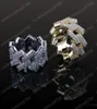 Giallo bianco colorato in oro in oro anello hiphop per uomini bling zirconia cubica men039s hip hop gioielli hip hop oro cluster placcato in argento rin8471042