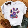 Maycaur Fashion Femmes chiens PAWS T-shirt Paix Love Funny Casual Oneck Sleeves Tshirt Summer Kawaii Femme Tee 240411