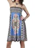 Grundläggande avslappnade klänningar Vintage klänningar för kvinnor Boho Summer Strapless Printed Dress Sexig Slim Fit Loose Mini Kjol Sea Holiday Sleeveless Dress