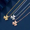 Designer merk Gloden Van Small Three Three Leaf Flower ketting verguld met 18K goud en ingelegde diamanten vol grashanger