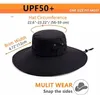 Utomhusresenärer Fisherman Hat Man Wide Brim Bucket Hats Waterproof Boonie Camping Cowboy Breattable UV Protection Cap 240415