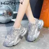 Casual Shoes Womens Chunky Platform Sneakers 2024 Thick Bottom Sports Woman Bling Rhineston Trainers Zapatillas De Mujer For Female