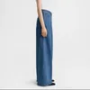 Dames jeans dames 2024 lente/zomer blauw blauw met hoge taille katoen met brede been denim broek