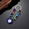 Keychains Lonyards cristal coloré dinde bleu œil perle ke clés clés anneau femmes hommes uniques lucarneux mal œil sac de voiture support de voiture clés accessoires y240417