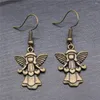 Dangle Earrings 1pair Heart Angel Drop Couple Pendants Charms For Jewelry Making Vintage Hook Size 18x19mm