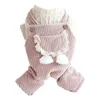 Dog Apparel Jumpsuit Cotton Puppy Overall Four-legged Keep Warm Lovely Winter Autumn Lace Pocket Cat