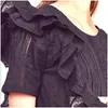 Robes décontractées de base Boho Inspiré Black Mini Robe Party Coton Coton Roufflé à manches courtes Chic Summer Souet Femmes Za Ladies Drop Dhvng