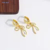 Dange oorbellen Sunsll Koreaanse stijl lange vlinderdas drop goud vergulde kubieke zirkoon voor vrouwen meisjes charmante feestjuwelen aankomst