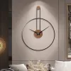 Часы Средние декоративные настенные часы для гостиной, металлический ореховый набор домашнего декора без тикания легких часов для спальни, ул.