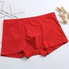Cueca masculina boxers algodão sexy roupas íntimas calcinha masculina shorts u convexo bolsa para gay vermelho