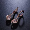 Dangle Ohrringe doppelte faire Marke elegante kubische Zirkonia Drop Rose Gold Farbe Kristall Mode Retro -Schmuck für Frauen dfe685