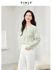 Women's Blouses Vimly Light Green Round Neck Thin Chiffon Shirt Long Sleeve Tops For Women 2024 Spring French Style Button Up Blouse M6328