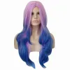 Wigs Woodfestival Roze blauw ombre pruik golvende lange multicolor synthetische vezel haar warmtebestendige cosplay pruiken meisje vrouwen