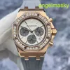 Unisex AP nadgarstek Epicka Royal Oak Series 26231or Womens 18K Rose Gold Original Diamond Panda Twarz 37 mm Automatyczny zegarek mechaniczny